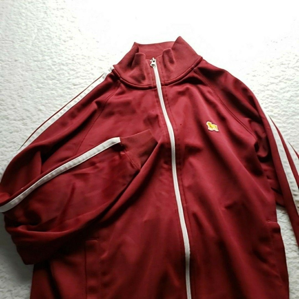 Aeropostale Track Jacket Mens Small Red Full Zip Stand Collar Stripe Dog Logo